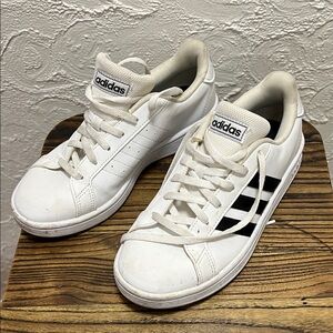 Adidas Classic White Sneakers with Black Stripes